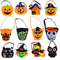 Sacs à bonbons en feutre d'Halloween, sacs fourre-tout réutilisables pour friandises (citrouille, chauve-souris, araignée), sacs cadeaux pour enfants pour la fête de la Toussaint, pour usage extérieur