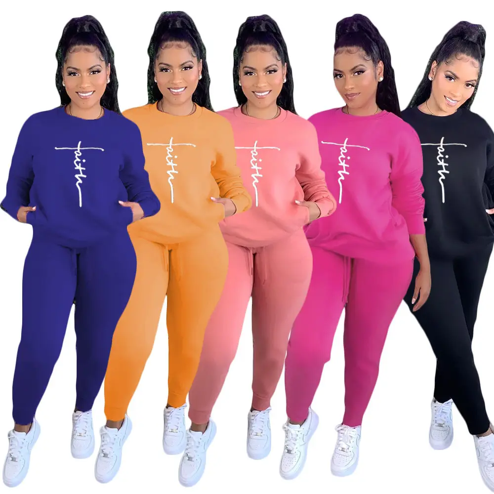 Customize Leisure Suit Knit Matching Suit Track Suit Blank Hoodie Sweatshirt Plus Size 2 Pieces Set Outfit