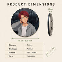 Badges Anime 3D Lenticulaires en Métal Imperméables, Effet de Changement Gauche-Droite, Personnalisables, pour Vêtements et Sacs, Stock en Gros