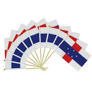 Drapeau de bâton de pays des Antilles néerlandaises à main en polyester à impression personnalisée - Product Image 1