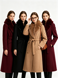 Manteau en Laine Double Face Long et Doux pour Femme, Nouvelle Collection Hiver 2026, Luxe et Élégance, avec Col en Cuir de Renard et Ceinture - Product Image 2