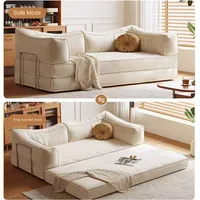 Nouveau style 2026 : Ensemble canapé-lit modulaire en tissu mérinos, pliable, garantie 5 ans, idéal pour salon de location