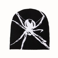 Article à vendre chaud avec un motif d'araignée, casquette sans bord d'hiver en acrylique 100% pour hommes et femmes, cadeau de fête d'Halloween
