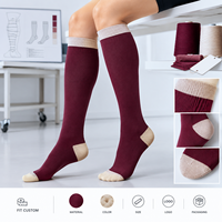 Chaussettes de compression pour mollets en tricot, pour la course, couleur vin avoine, personnalisées, avec ajustement du mollet et de la pointe du pied, en Spandex et Nylon, avec gradation de taille