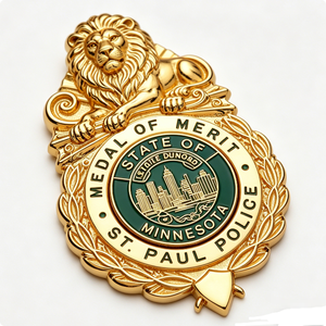 Médaille commémorative personnalisée en alliage de 5 mm, plaquée or, émail dur, avec crête de lion, gravure et impression, pour la Fête Nationale - Product Image 4