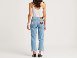 กางเกงยีนส์ผู้หญิงสำหรับฤดูหนาว เอวสูง ขาดๆ แบบครอป ขากว้าง หลายสี สไตล์ลำลอง - Product Image 3