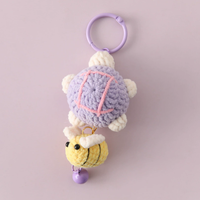 Mignon Vente à Chaud Nouveau Produit Crochet Crochet Jouet Compagnon Poupée Animal En Peluche Porte-clés Mignon Personnalisé Tortue Miel Crochet Porte-clés