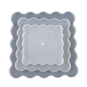 Vuông 3 Tier bánh đứng khay nhựa khuôn <span class=keywords><strong>DIY</strong></span> Epoxy nhựa đúc khuôn để làm món tráng miệng Platter, phục vụ đứng - Product Image 4