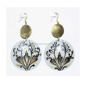 Australia 2025 turquesa Boho joyería verde y martillado pendientes pequeños Color plata metal hueco redondo cobre pendientes mujeres - Product Image 1