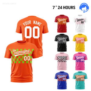 T-shirt a maniche corte a quadri di alta qualità all'ingrosso, personalizzabili <span class=keywords><strong>con</strong></span> nomi e loghi di squadre, adatte per abbigliamento sportivo. - Product Image 1