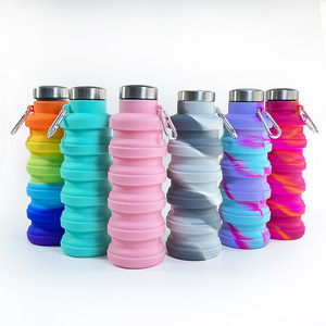 Md36 resistente e portatile in Silicone pieghevole bottiglia d'acqua retrattile per sport all'aria aperta tazza con gancio - Product Image 1