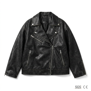 <span class=keywords><strong>Giacca</strong></span> da <span class=keywords><strong>Moto</strong></span> Corta in Ecopelle Effetto Invecchiato Personalizzata OEM, Antivento, Impermeabile, Spessa, da <span class=keywords><strong>Donna</strong></span>, Oversize, Stile Vintage, Pesante - Product Image 1