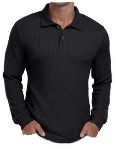 Camisa de Golf de Manga Larga para Hombre, Tejido Sólido, Tecnología OPTI-Dri, Protección Solar, 100% Poliéster, 180g, Talla Extra Grande, Transpirable, Venta al Por Mayor - Product Image 1