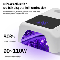 Lampe à ongles rechargeable 72W, lampe à ongles hybride UV LED avec base réfléchissante miroir et écran HD