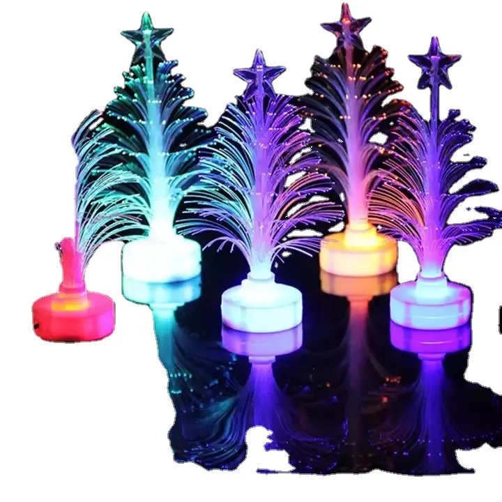 MACTING Luxury Colorful Optical Fiber Table Decoration Lights Mini LED Christmas Tree
