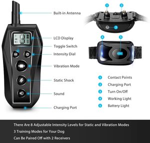 Collar de entrenamiento de ladridos eléctrico para perros, dispositivo antiladridos, resistente al agua, con vibración y pitido, recargable, de 7 niveles - Product Image 3