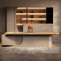 Bureau de direction moderne en forme de L, bureau de direction en MFC de qualité E0 pour projet de mobilier de bureau en gros