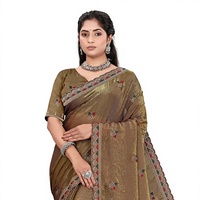 Saree Satin Fandy Desainer India Vexotrend untuk Wanita, Desain Patola yang Indah, Gaya Tradisional untuk Pesta Pernikahan, Bebas Kerut