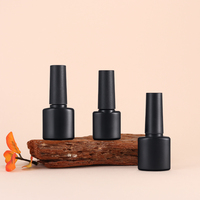 Flacon de vernis à ongles en plastique plat noir mat élégant de 5/7/8 ml avec pinceau, emballage de gel à ongles anti-fuite