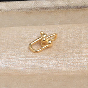 Accesorios DIY, Hebilla de Herradura de Plata S925 para Joyería de Perlas, Chapada en Oro, Lisa, de 3-4 mm, para Collar 6056 - Product Image 2