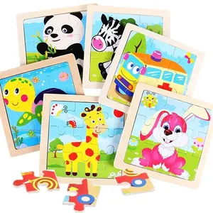 Montessori 9 pezzi di piccola dimensione in legno Jigsaw 3D Puzzle Board per giocattoli educativi per bambini