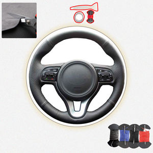 Housse de <span class=keywords><strong>volant</strong></span> de voiture en cuir microfibre et daim modèle personnalisé 38CM pour <span class=keywords><strong>Kia</strong></span> K5 2016 2017 <span class=keywords><strong>Sportage</strong></span> 4 KX5 2016 2017 - Product Image 2