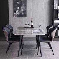 Ensemble de table et chaises de salle à manger rectangulaire moderne de luxe en marbre, 6 places, pliable, pour hôtel, salle à manger, salon, en pierre frittée et métal