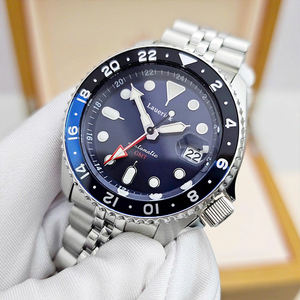 Reloj Mecánico Automático Seikot <span class=keywords><strong>5</strong></span> <span class=keywords><strong>GMT</strong></span> Azul y Negro, Deportivo, a Rayas, Resistente al Agua - Product Image 1