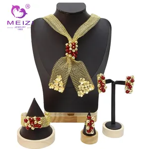 MEIZI Dubai Gold Plated Wedding Jewelry Sets Gold Plated 24K Original Earrings Rings Bracelets Wedding Gifts