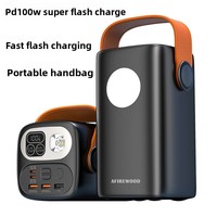 Batterie externe portable en plastique PD100W à charge rapide bidirectionnelle avec éclairage d'urgence et lampe torche pour extérieur