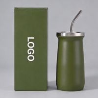 Gourde à Yerba Maté Ergonomique Moderne avec Finition Élégante en Grain de Bois, Tasse à Thé en Acier Inoxydable pour les Modes de Vie Contemporains