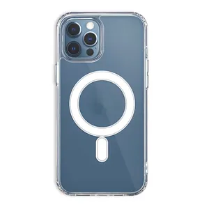 Funda de teléfono móvil con carga inalámbrica magnética transparente para iPhone 15 PRO MAX