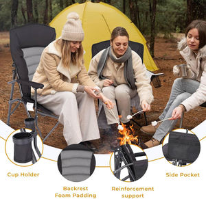 เก้าอี้พับสำหรับตั้งแคมป์ ตกปลา ชายหาด หรือเดินทาง แบบปรับพนักพิงได้ พร้อมโต๊ะข้าง  บุด้วยวัสดุอย่างดี ทนทาน คุณภาพสูง - Product Image 4