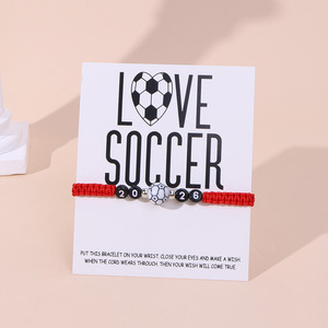 Nouveaux Bracelets de Fête Souvenirs de Football Tressés à la Main, Design Créatif Coupe du Monde <span class=keywords><strong>FIFA</strong></span> 2026, Bracelets Carte « J'aime le Football » - Product Image 5