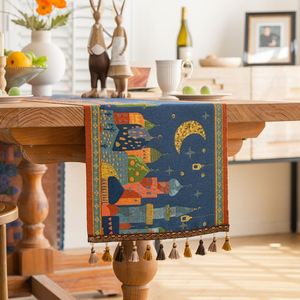Camino de Mesa Musulmán Jacquard Estampado de 35*180cm con Diseño de Luna y Estrella, Decoración para el Hogar y Hoteles, Eid Mubarak, Personalizable, Poliéster - Product Image 2