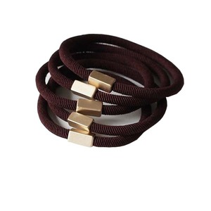 Élastique à cheveux en tissu, couleur unie, haute élasticité, usage quotidien, design quadrilatère AL-98 - Product Image 5