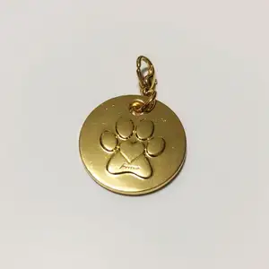 Etiqueta redonda de latão para cachorro, etiqueta personalizada de cobre para lembrancinhas esportivas, sacola poli europeia religiosa, liga de alumínio fundida 32 mm