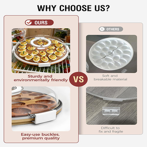 Plateau à œufs en bambou amélioré avec couvercle en acrylique et poignée, 24 emplacements, pour la restauration et les restaurants (vente en gros) - Product Image 4