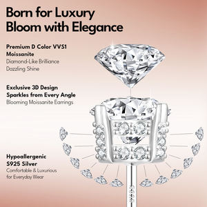 Regalo per la <span class=keywords><strong>Festa</strong></span> <span class=keywords><strong>della</strong></span> <span class=keywords><strong>Mamma</strong></span> <span class=keywords><strong>Orecchini</strong></span> a Perno in Moissanite Argento Sterling 925 Placcato Oro 14K per Donne 2 Carati VVS GRA Diamante di Laboratorio Ipoallergenico - Product Image 3