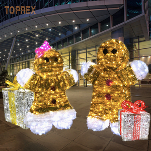 3D ngoài trời lớn Gingerbread House Motif đèn giáng sinh vui vẻ wireframe LED thắp sáng bánh gừng người đàn ông cậu bé và cô gái đèn - Product Image 5