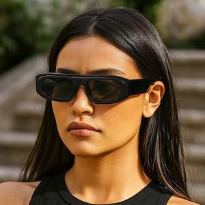 Gafas de Sol Personalizadas con Logotipo, Diseño Vintage 2025, Doble Color, Polígono, UV400, Montura Pequeña, Rectangulares, para Mujer - Product Image 3