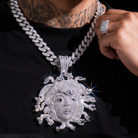 Collana Hip Hop con Pendente a Testa di Medusa in Argento Sterling 925 e Moissanite Lucida Personalizzata per Uomo, Ideale per Concerti e Feste
