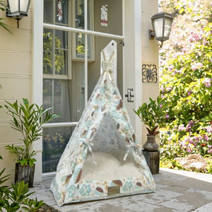 Meiweipet Großes Plüsch-Hunde bett Quadratisches helles Blumenmuster Zeltform Anti-Rutsch-Katzen schlafs ofa für Hunde und Katzen - Product Image 3