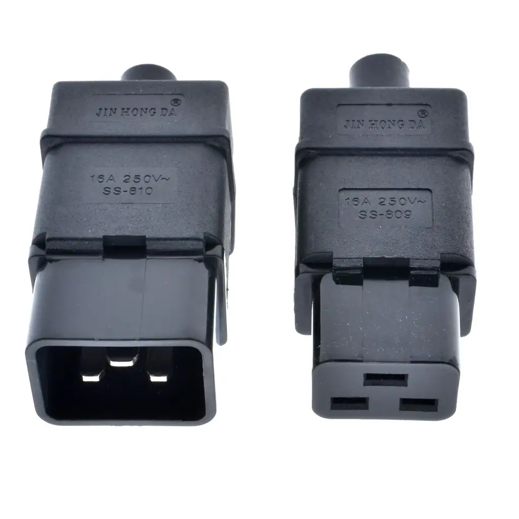 PDU/UPS soket standart IEC320 C19 C20 16A 250V AC elektrik güç kablosu kablosu konektörü çıkarılabilir fiş dişi erkek fiş adaptörü