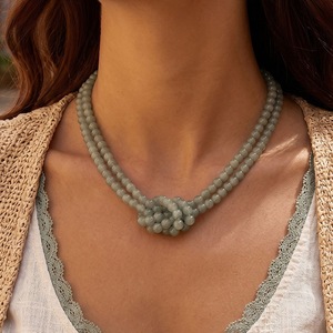 Collar de Cuentas Redondas Rojas de Varias Capas, Cuentas de Vidrio, Colgante, Joyería Vintage Boho para Mujer, para Fiestas o Uso Diario - Product Image 3