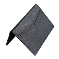 Dompet Tempat Kartu Saku Saffiano MA6 Kulit Asli Korea Desain Slot Diagonal Kantong Penyimpanan Kartu Bisnis Portabel Hitam