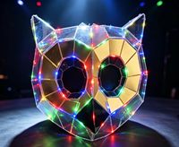 Masque de casque LED Hibou avec design géométrique 3D réfléchissant pour performance flamenco, accessoire de costume unisexe pour adulte