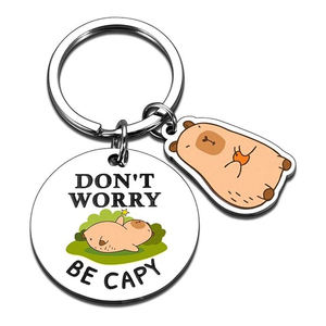 Porte-clés promotionnels Capybara de luxe, sublimation personnalisée, porte-clés en métal mignon sur mesure - Product Image 1