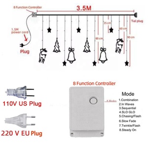 Dây đèn LED rèm cửa Giáng sinh hình tuần lộc lãng mạn 120 đèn LED dùng trang trí trong nhà ngoài trời, phòng ngủ - Product Image 6