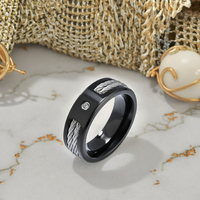 Bague en acier inoxydable avec câble métallique incrusté de zircons de luxe léger Vente en gros de bijoux à la main de qualité pour le commerce électronique transfrontalier